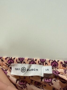 Tory Burch Peach jumpsuit with Purple Floral Pattern